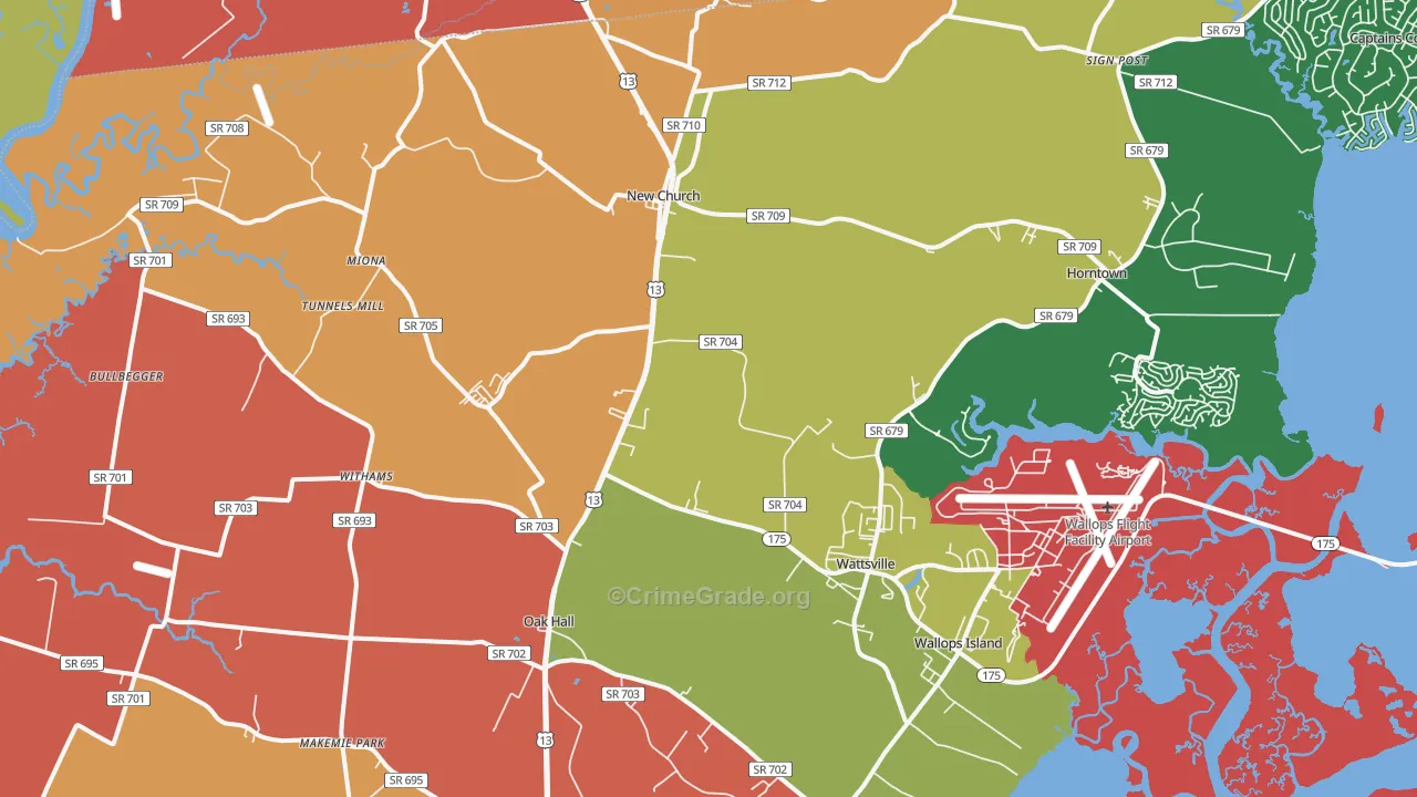 New Church, VA Map of Drug-Related Crime Rates