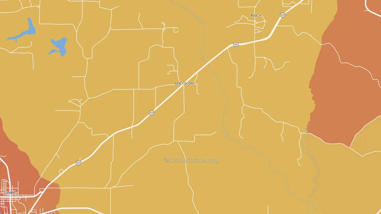 New Colony, TX Map of Drug-Related Crime Rates