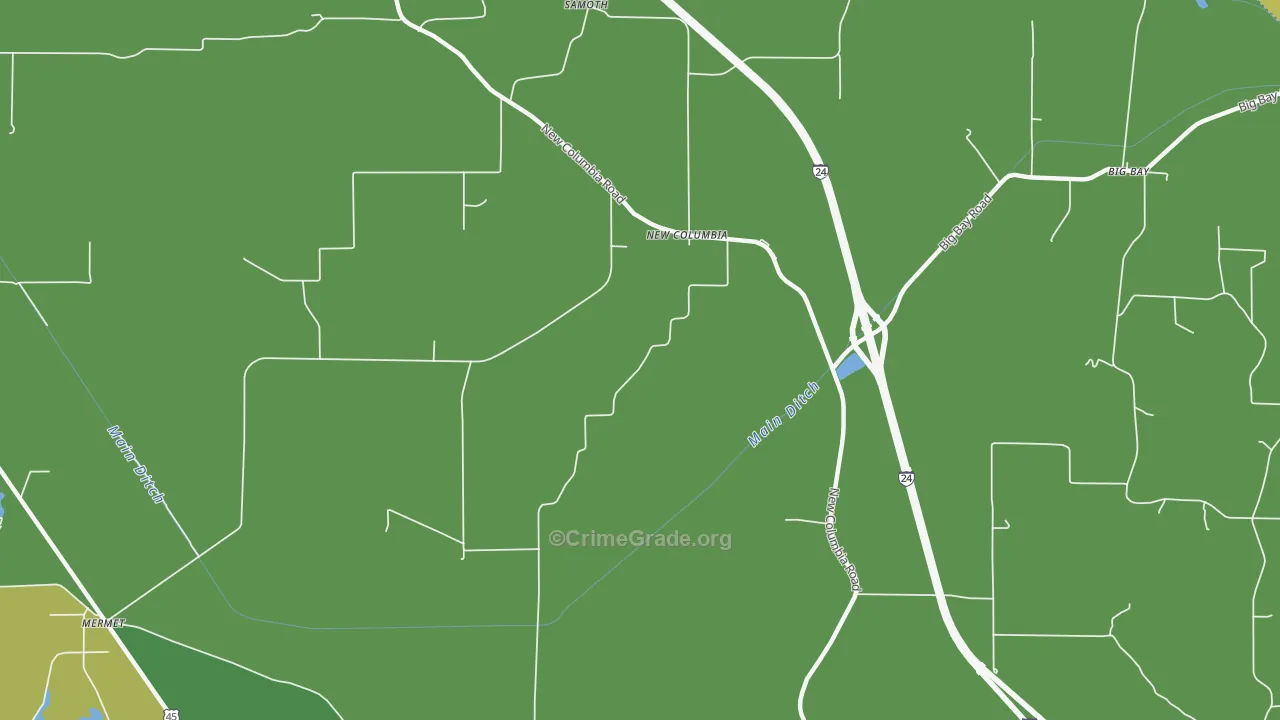 New Columbia, IL Map of Drug-Related Crime Rates