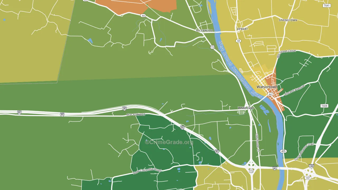 New Columbia, PA Map of Drug-Related Crime Rates