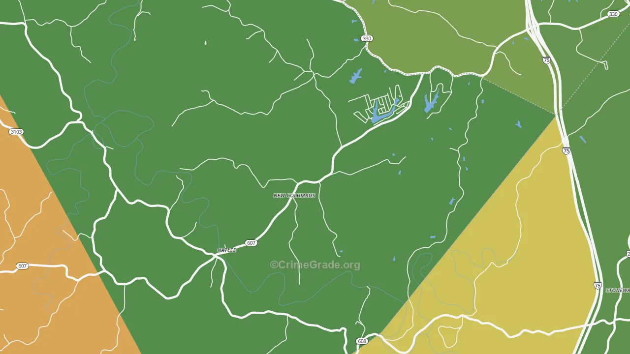 New Columbus, KY Map of Drug-Related Crime Rates