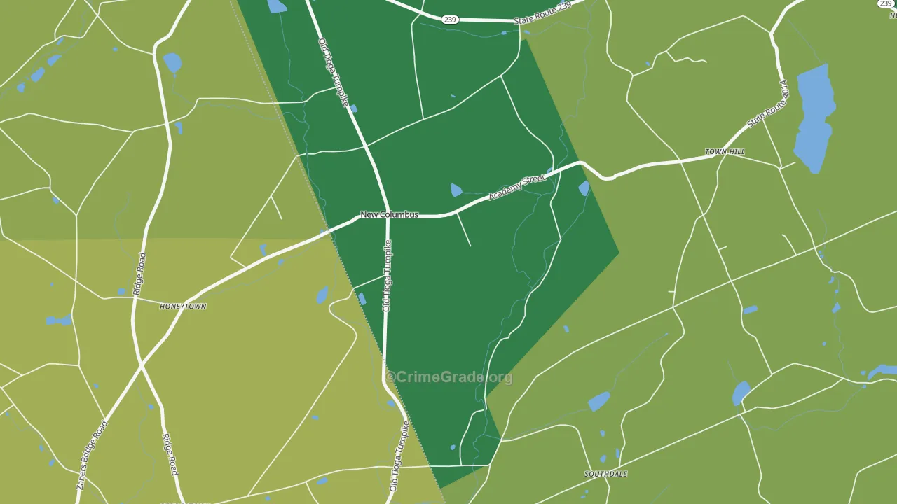 New Columbus, PA Map of Drug-Related Crime Rates