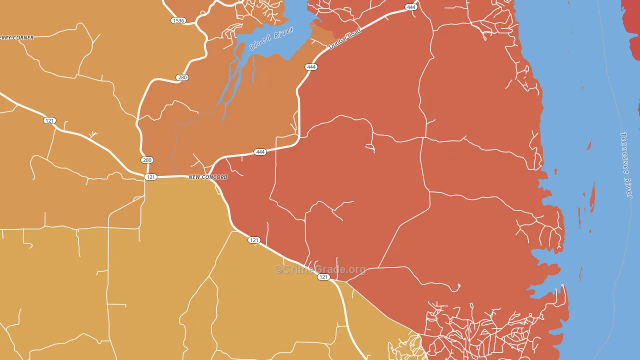 New Concord, KY Map of Drug-Related Crime Rates