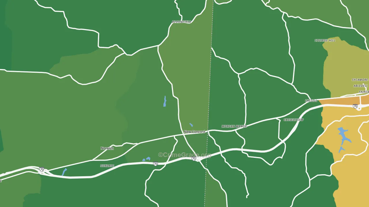 New Concord, OH Map of Drug-Related Crime Rates