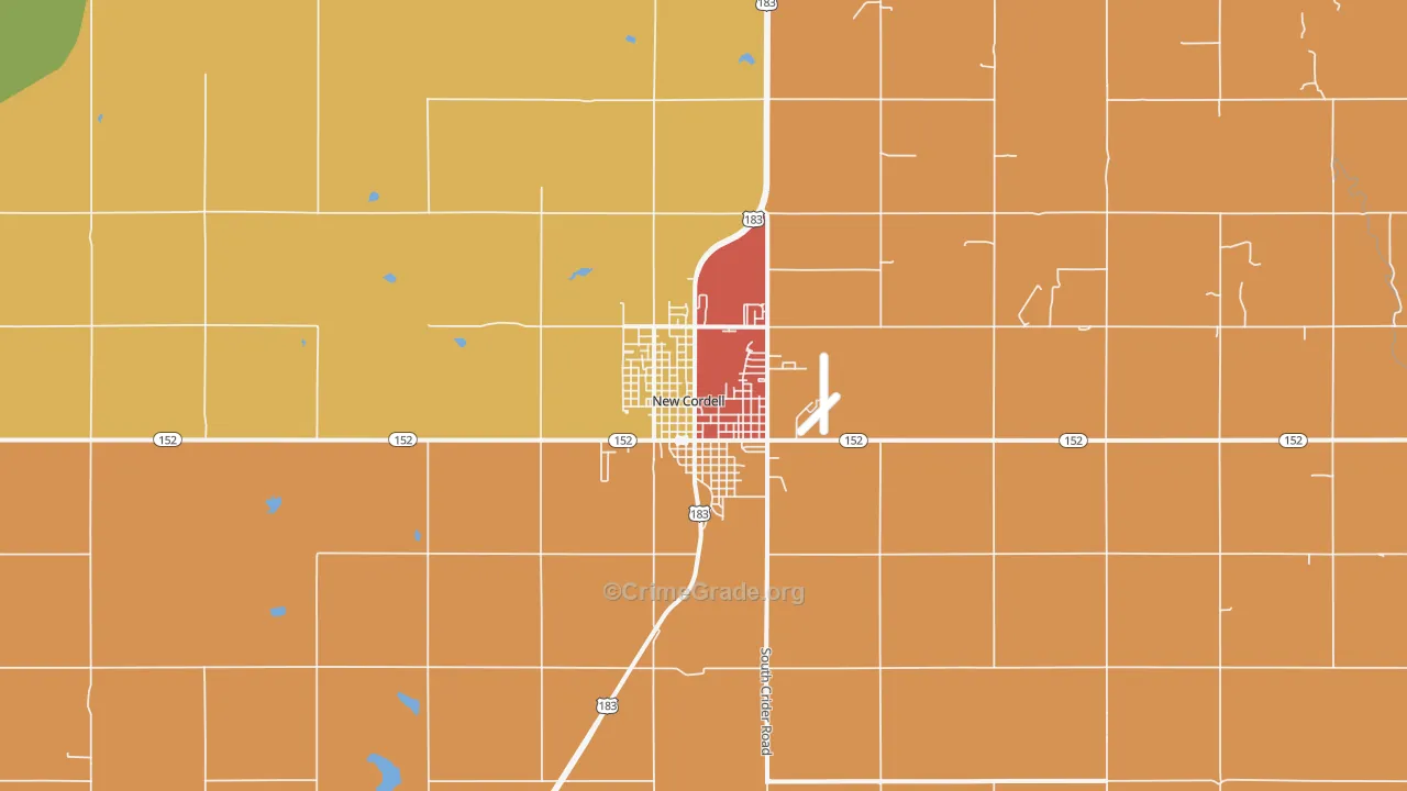 New Cordell, OK Map of Drug-Related Crime Rates