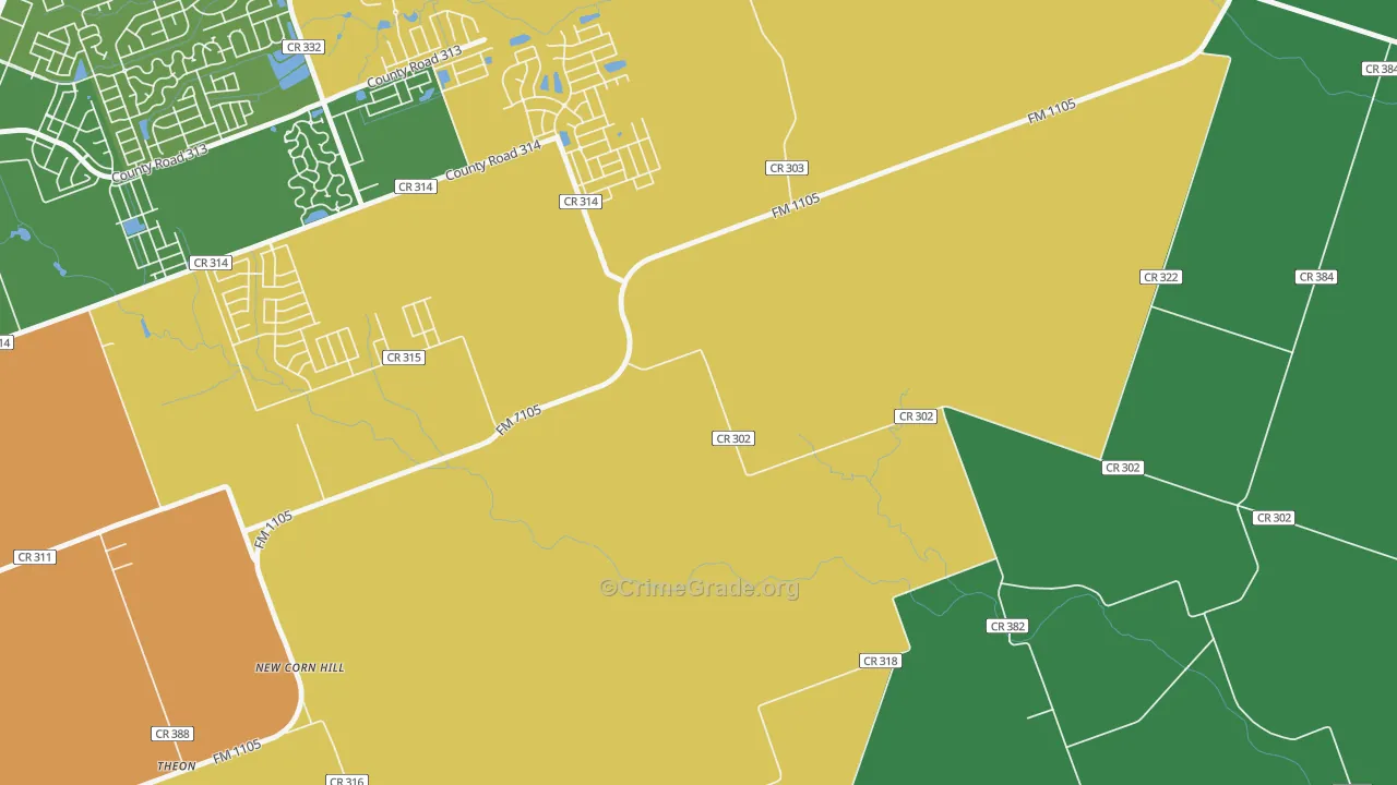 New Corn Hill, TX Map of Drug-Related Crime Rates