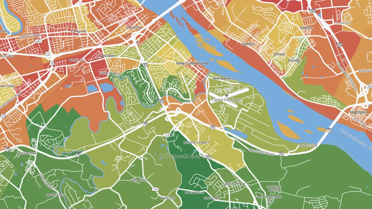 New Cumberland, PA Map of Drug-Related Crime Rates