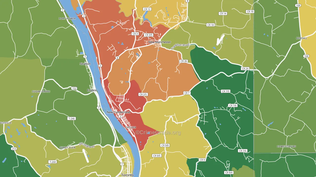 New Cumberland, WV Map of Drug-Related Crime Rates