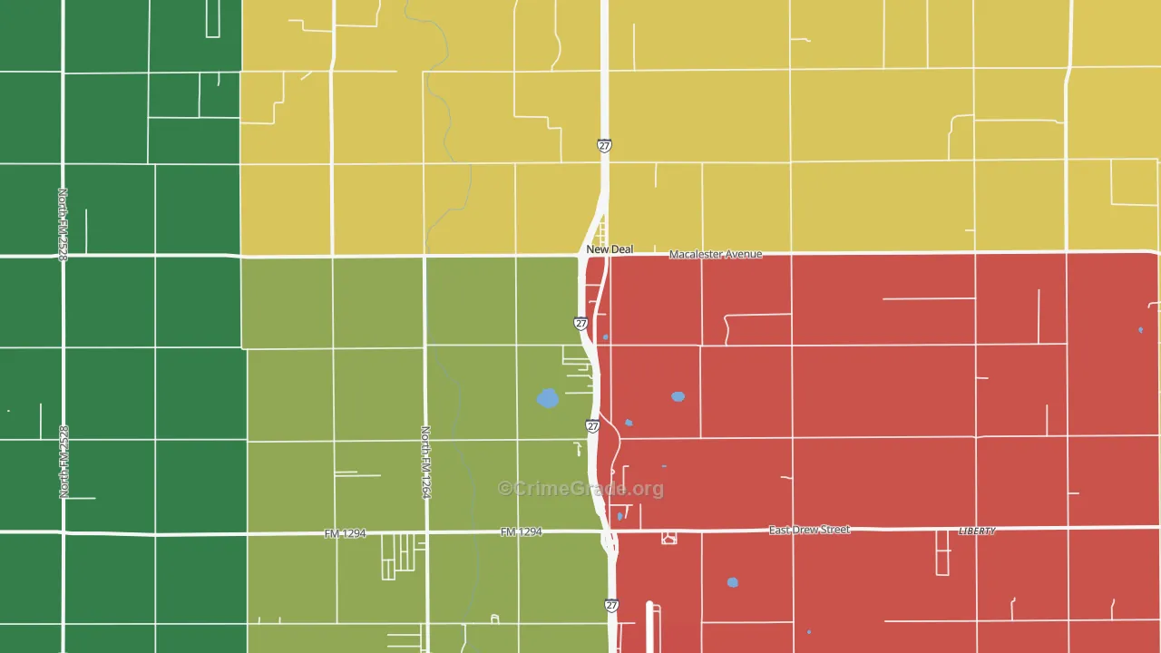 New Deal, TX Map of Drug-Related Crime Rates