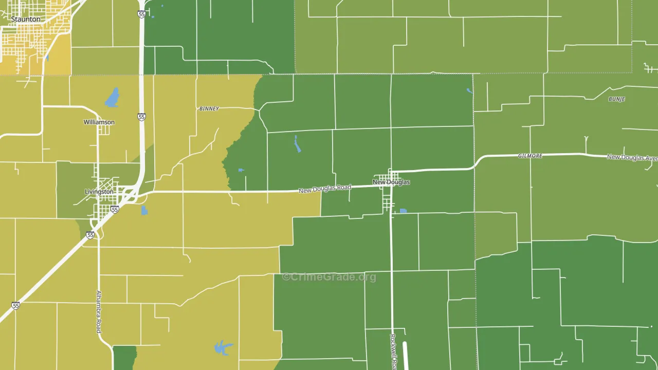 New Douglas, IL Map of Drug-Related Crime Rates