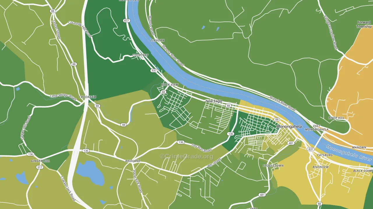 New Eagle, PA Map of Drug-Related Crime Rates