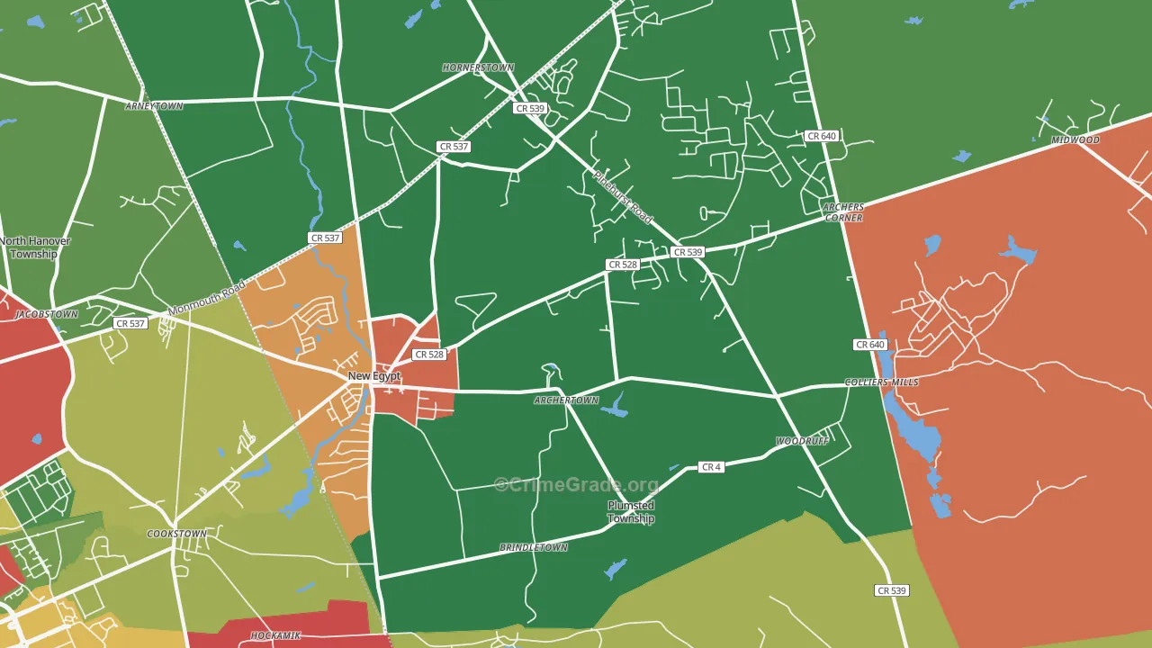 New Egypt, NJ Map of Drug-Related Crime Rates