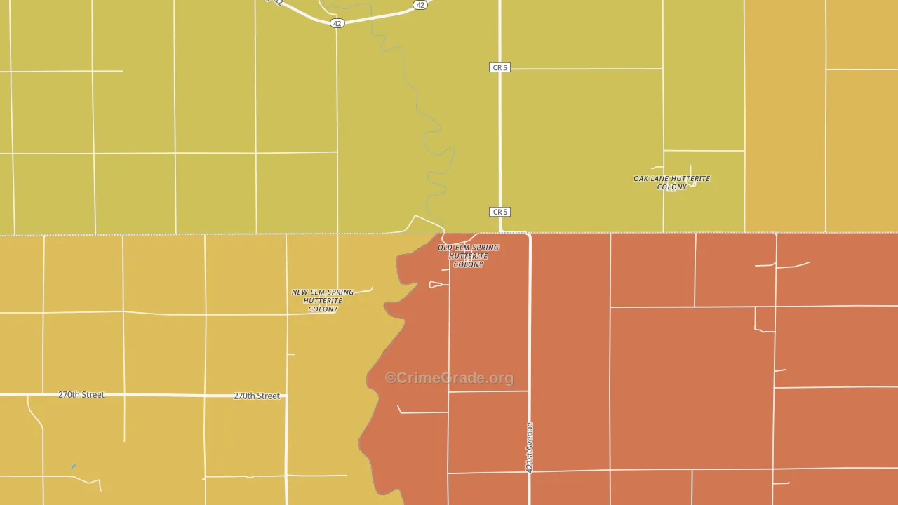 New Elm Springs Colony, SD Map of Drug-Related Crime Rates