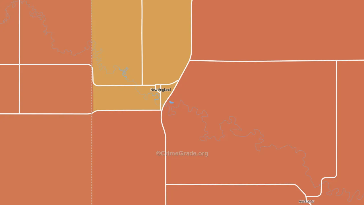 New England, ND Map of Drug-Related Crime Rates