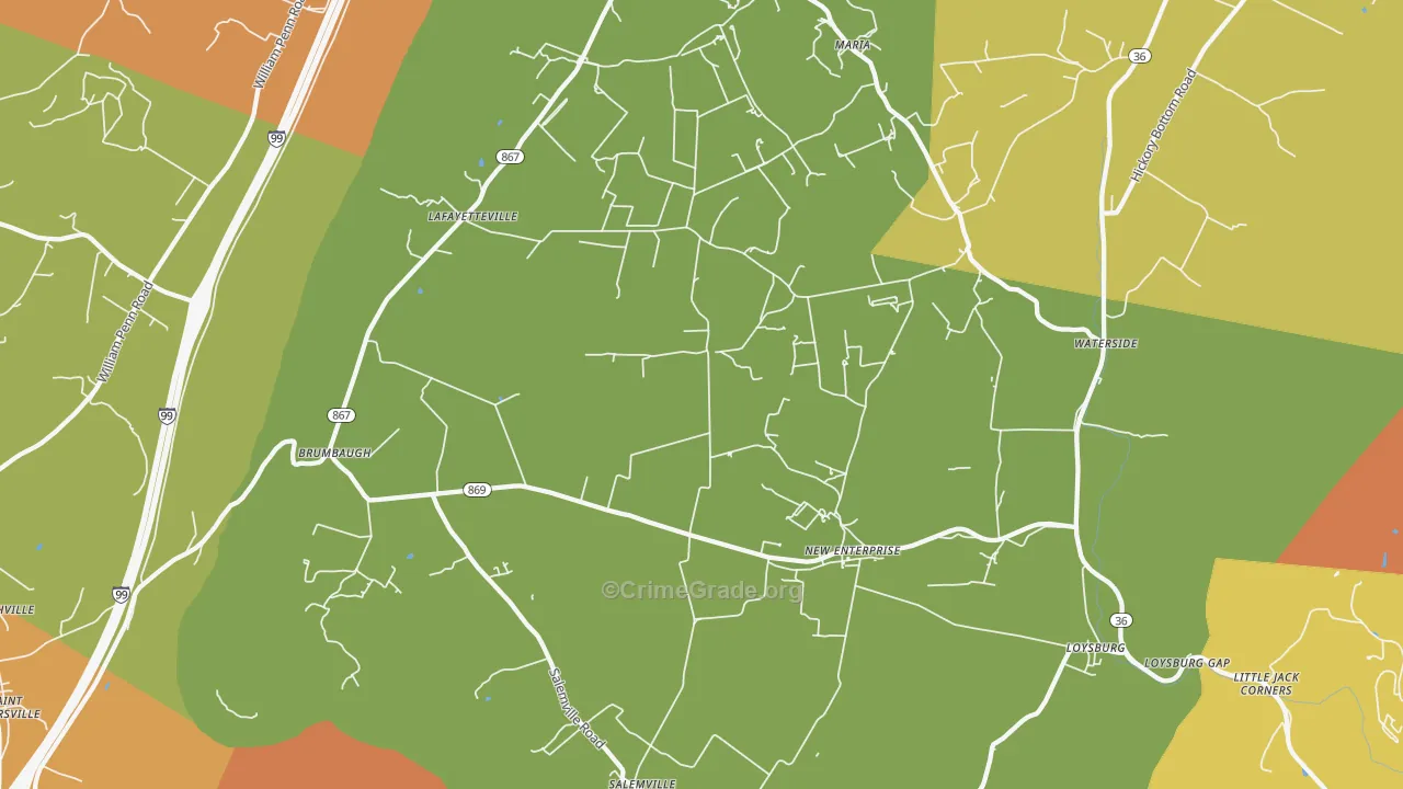 New Enterprise, PA Map of Drug-Related Crime Rates