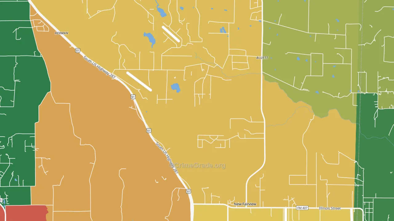 New Fairview, TX Map of Drug-Related Crime Rates