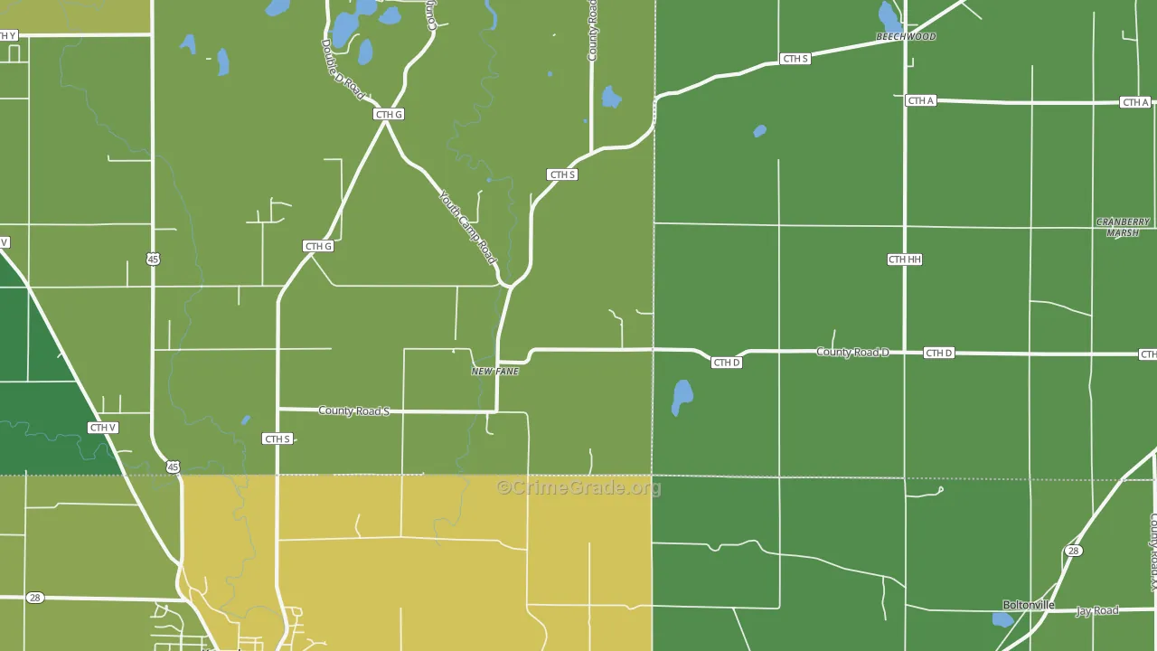 New Fane, WI Map of Drug-Related Crime Rates