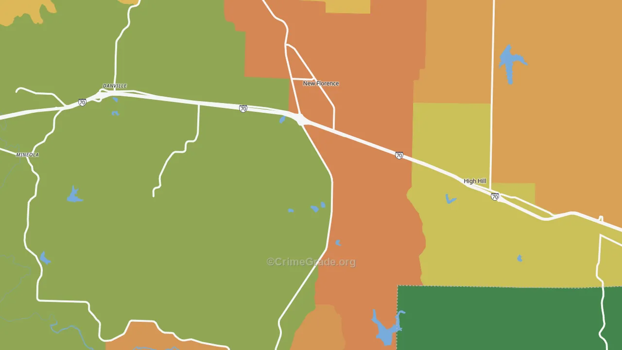 New Florence, MO Map of Drug-Related Crime Rates