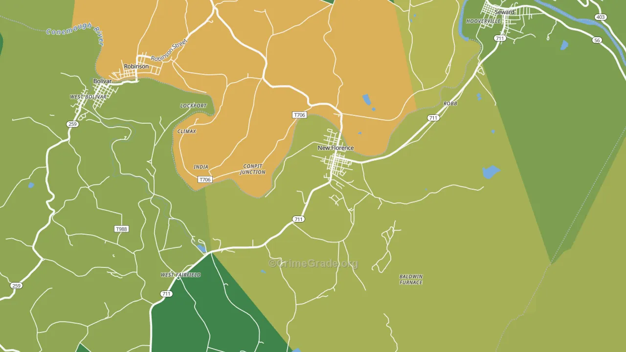New Florence, PA Map of Drug-Related Crime Rates