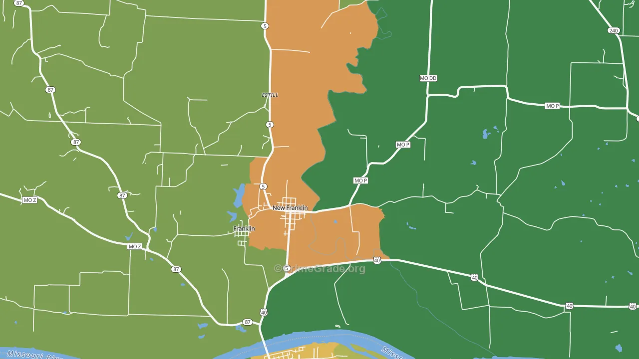 New Franklin, MO Map of Drug-Related Crime Rates