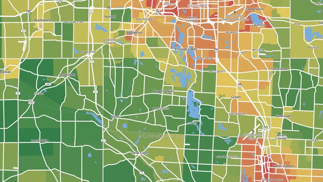 New Franklin, OH Map of Drug-Related Crime Rates