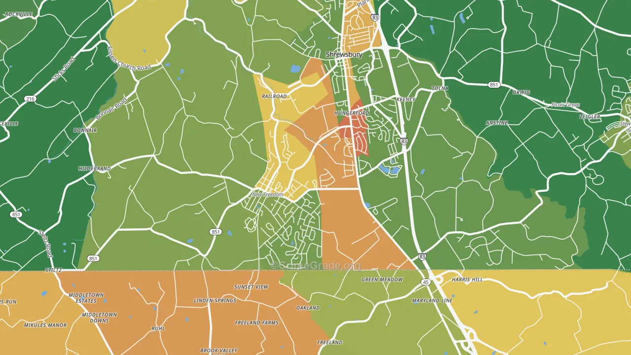 New Freedom, PA Map of Drug-Related Crime Rates