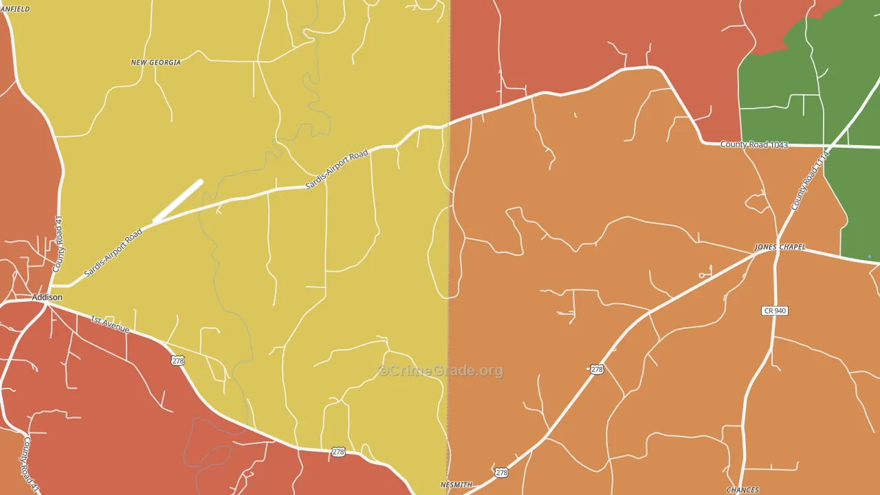 New Georgia, AL Map of Drug-Related Crime Rates
