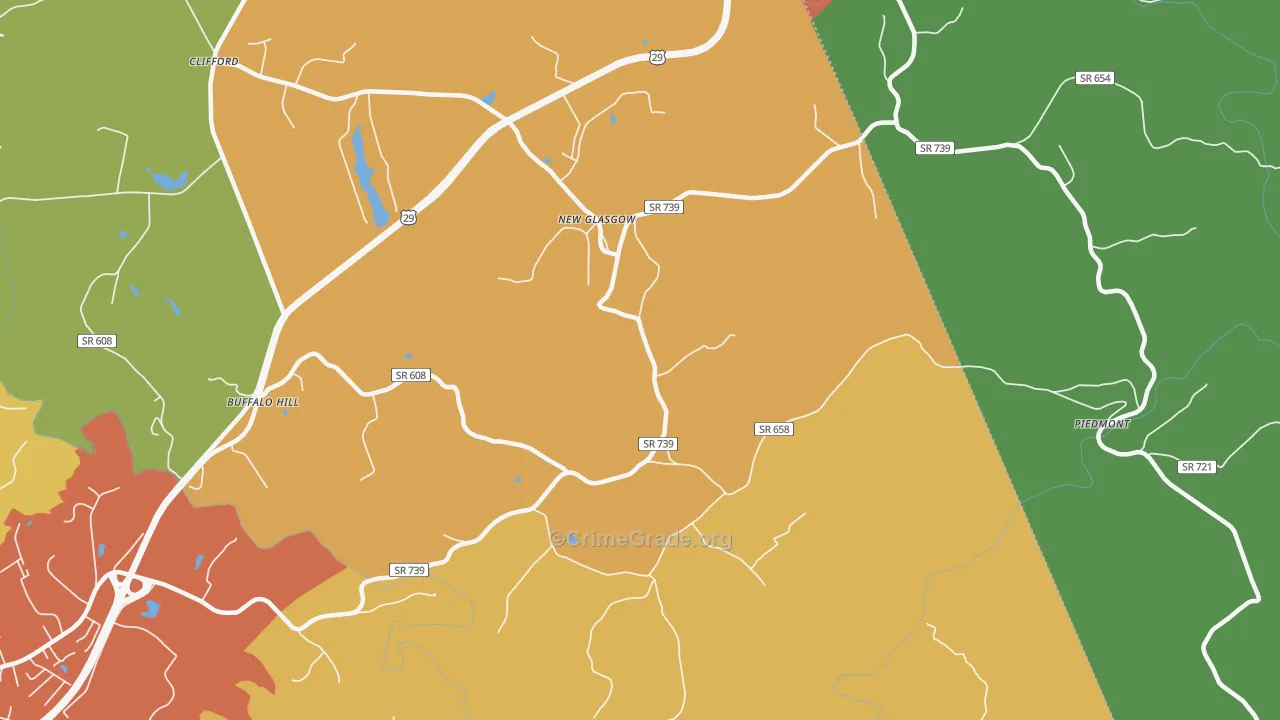 New Glasgow, VA Map of Drug-Related Crime Rates
