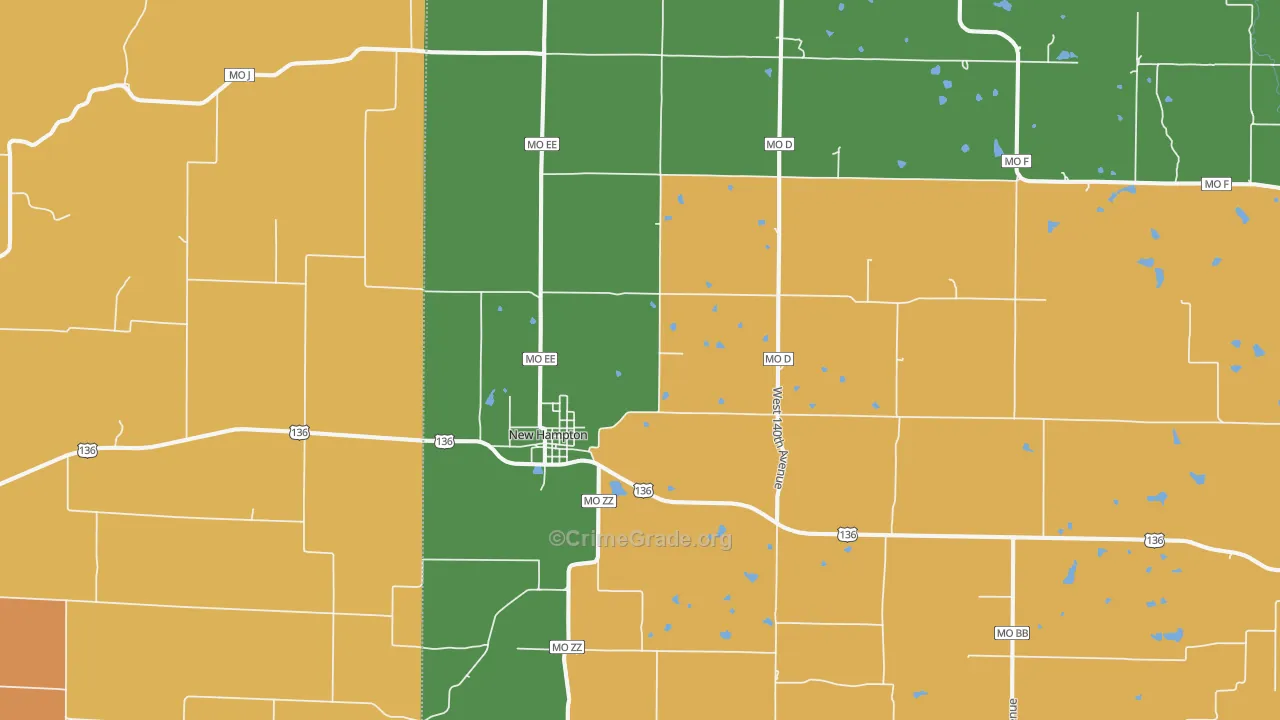 New Hampton, MO Map of Drug-Related Crime Rates