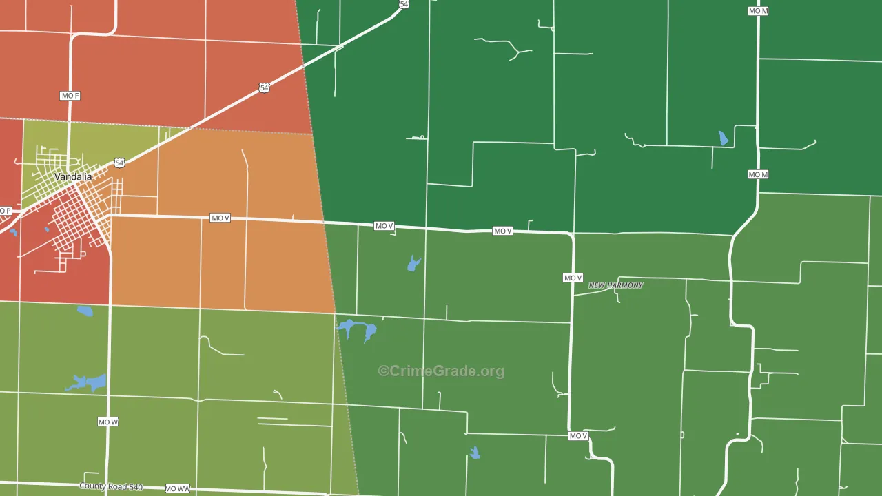 New Harmony, MO Map of Drug-Related Crime Rates