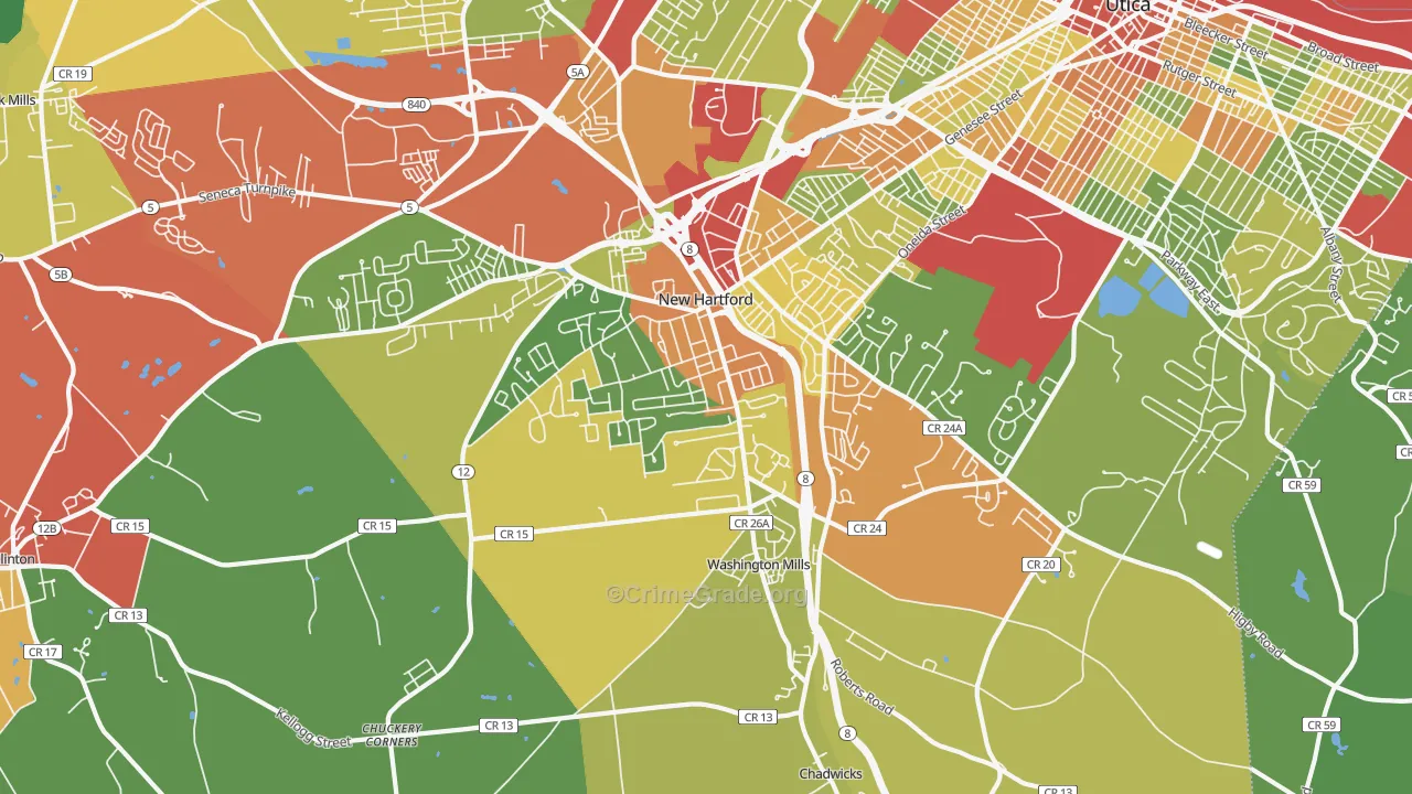 New Hartford, NY Map of Drug-Related Crime Rates