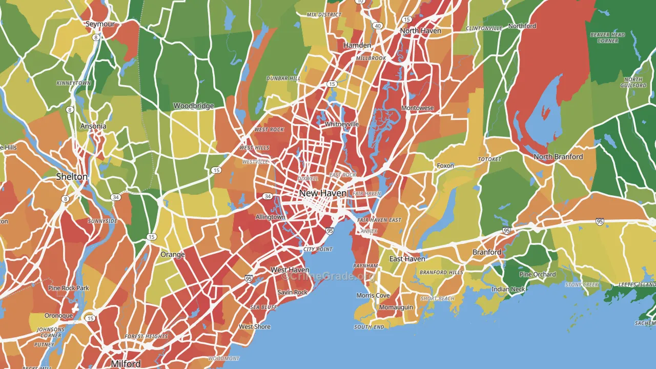 New Haven, CT Map of Drug-Related Crime Rates