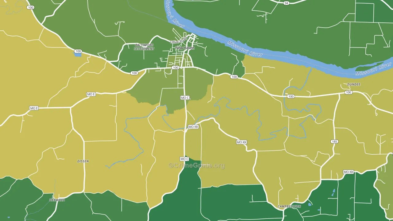 New Haven, MO Map of Drug-Related Crime Rates