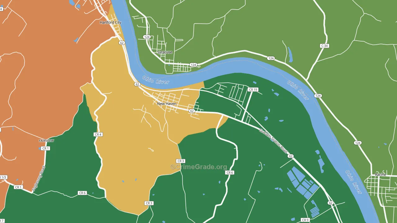 New Haven, WV Map of Drug-Related Crime Rates