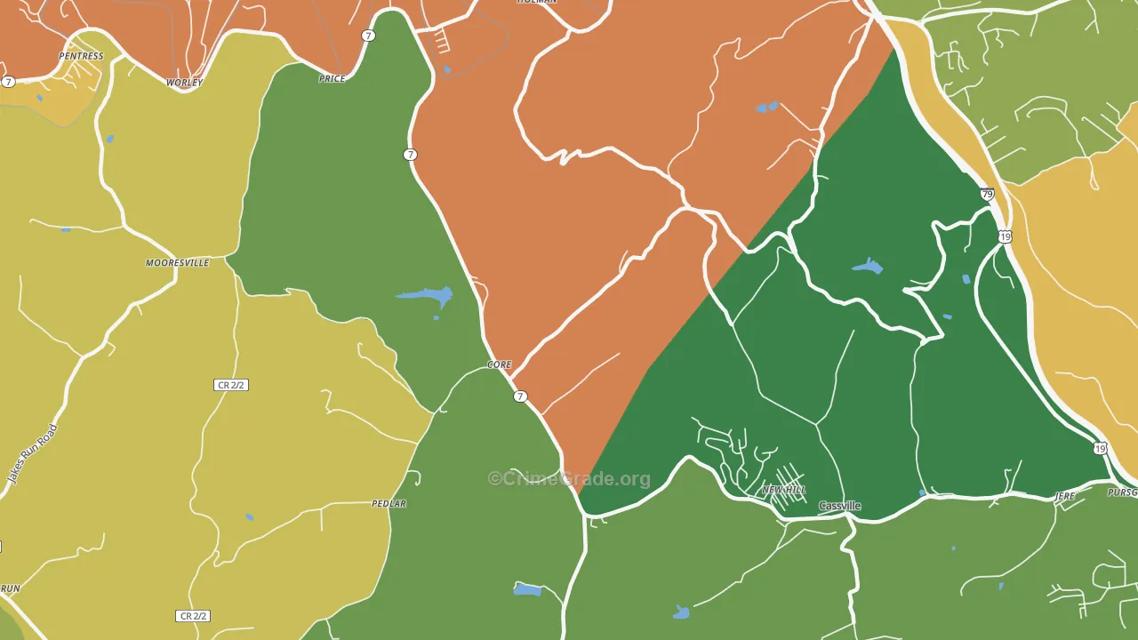 New Hill, WV Map of Drug-Related Crime Rates