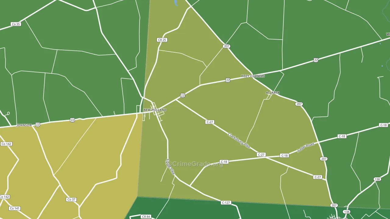 New Holland, OH Map of Drug-Related Crime Rates
