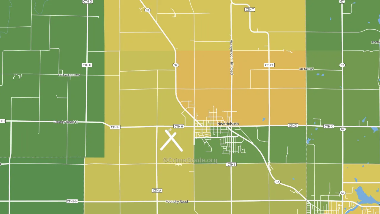 New Holstein, WI Map of Drug-Related Crime Rates