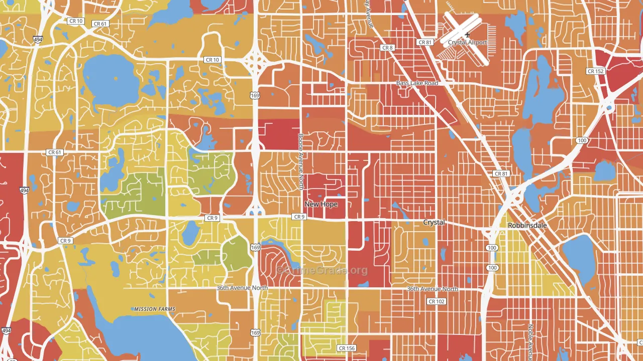 New Hope, MN Map of Drug-Related Crime Rates