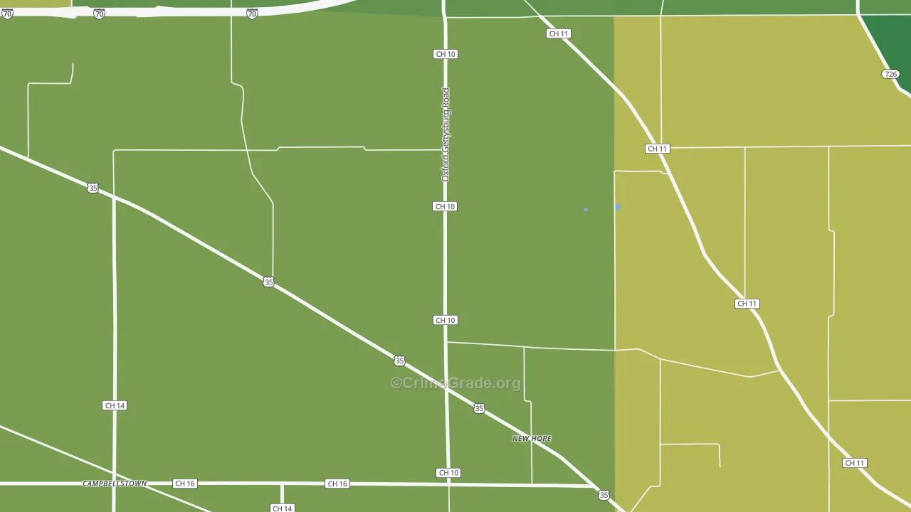 New Hope, OH Map of Drug-Related Crime Rates