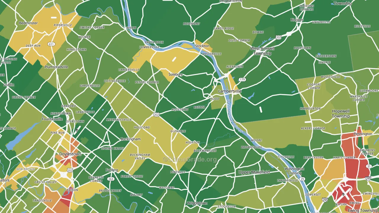 New Hope, PA Map of Drug-Related Crime Rates