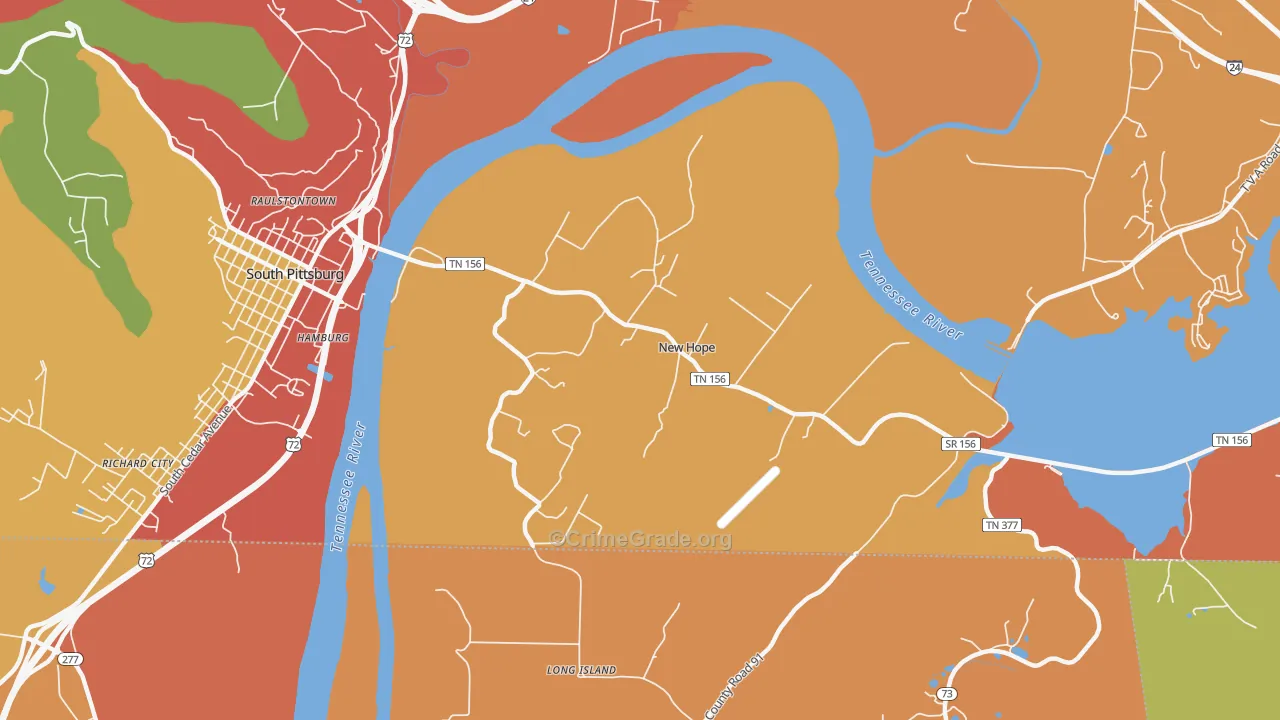 New Hope, TN Map of Drug-Related Crime Rates