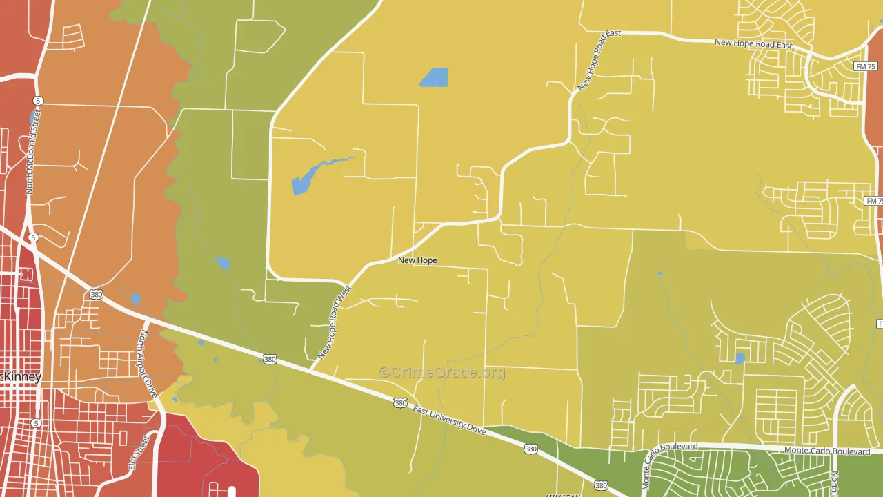 New Hope, TX Map of Drug-Related Crime Rates