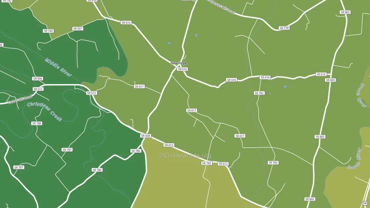 New Hope, VA Map of Drug-Related Crime Rates