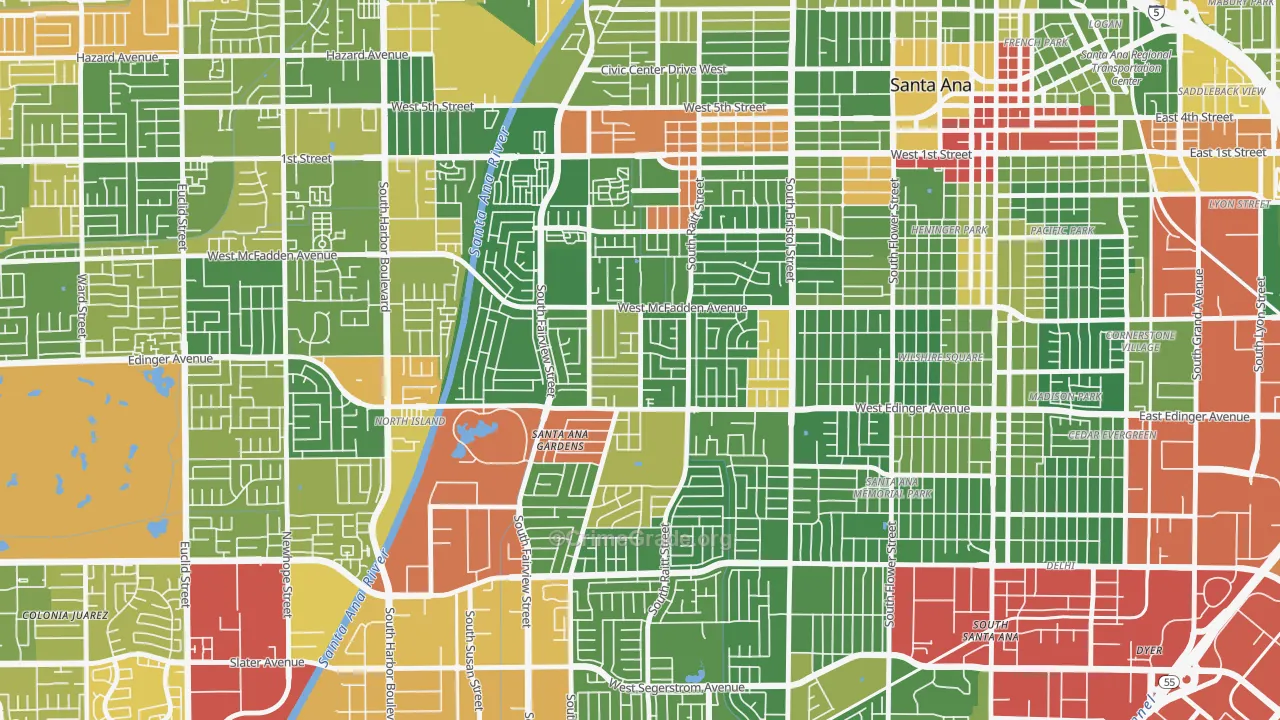New Horizons, Santa Ana, CA Map of Drug-Related Crime Rates
