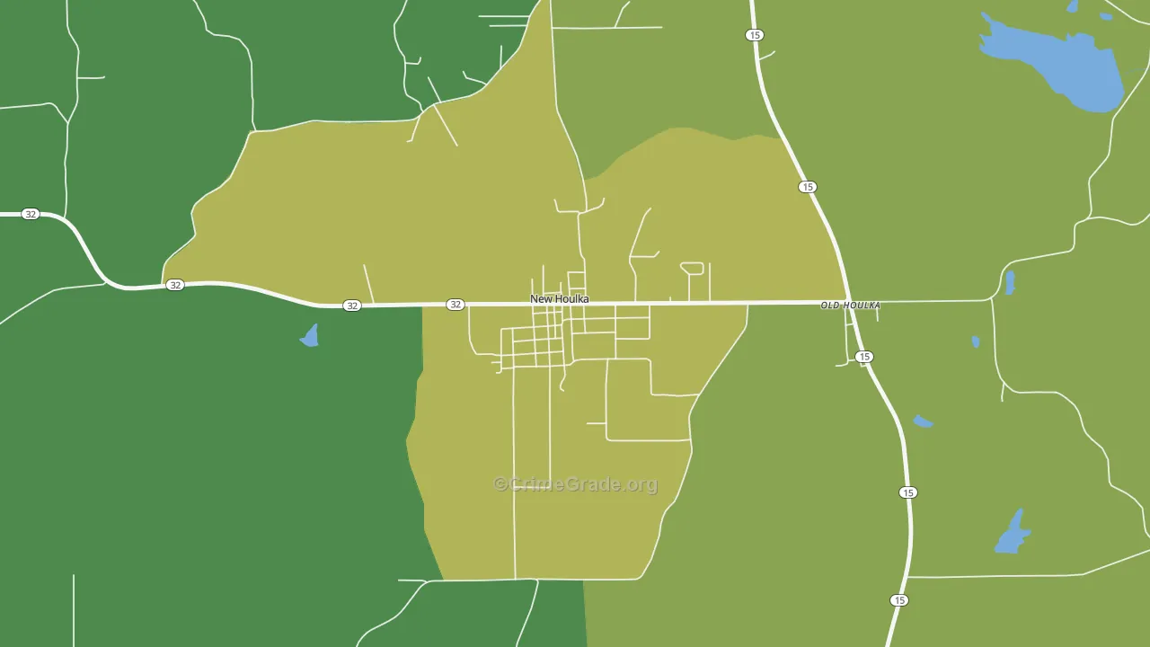 New Houlka, MS Map of Drug-Related Crime Rates