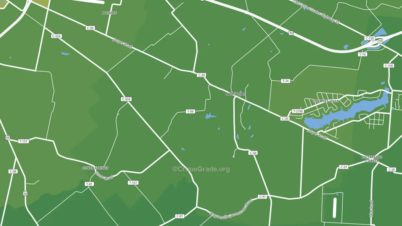New Jasper, OH Map of Drug-Related Crime Rates