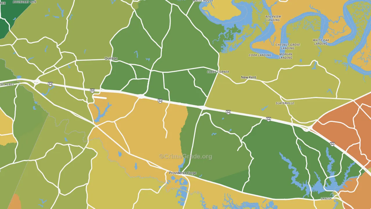 New Kent County, VA Map of Drug-Related Crime Rates