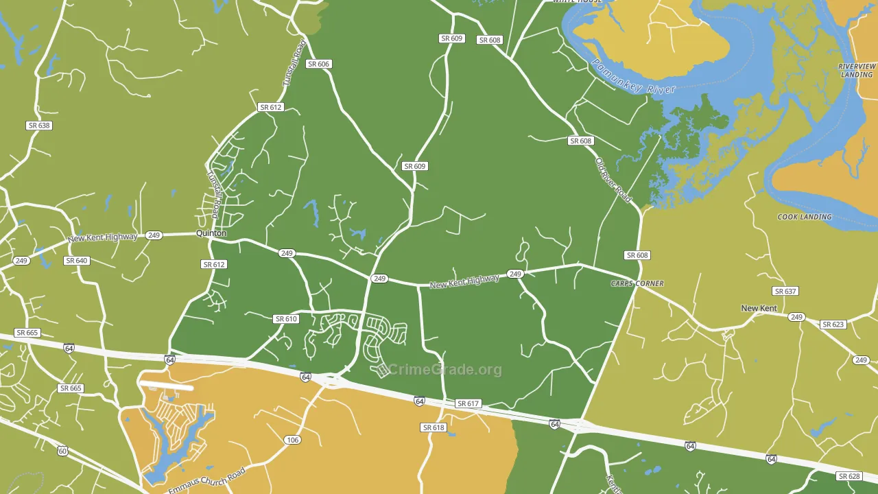 New Kent, VA Map of Drug-Related Crime Rates
