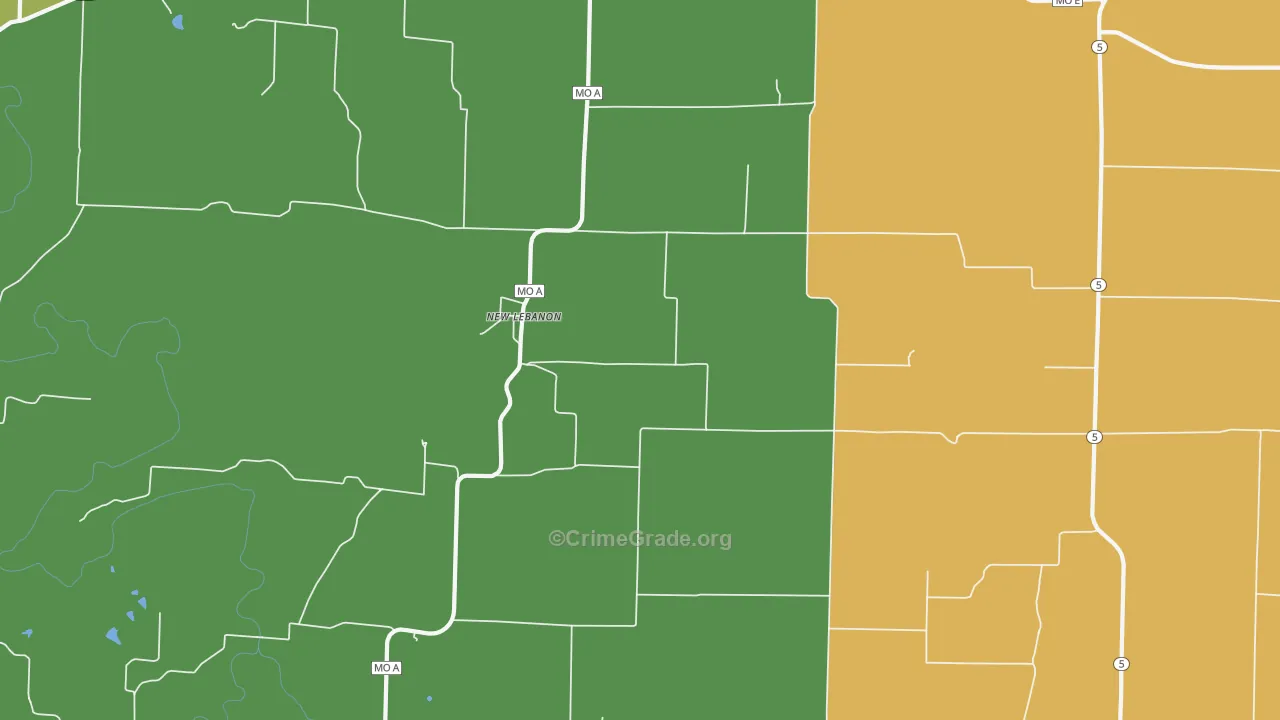 New Lebanon, MO Map of Drug-Related Crime Rates