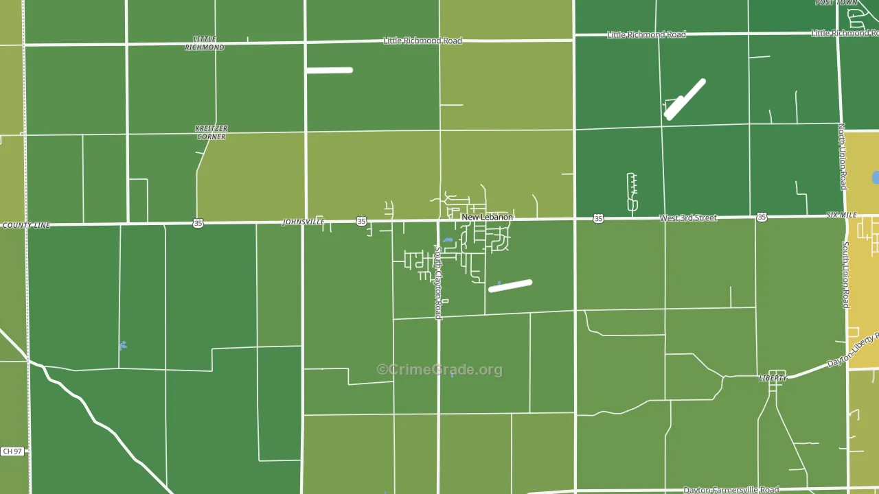 New Lebanon, OH Map of Drug-Related Crime Rates